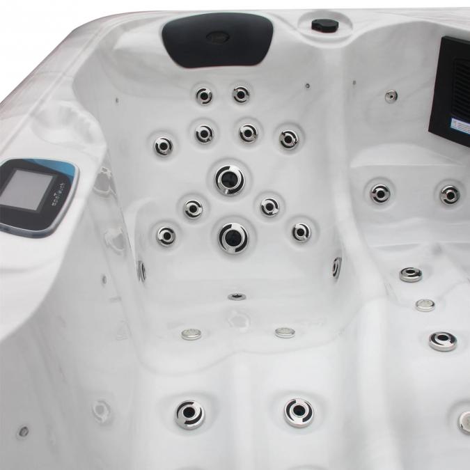 Outdoor 2-Seater Outdoor Hot Tub – 49 Jets, 3 kW Heater, Chromotherapy LEDs, Ozone & Bluetooth