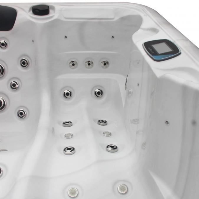 Outdoor 2-Seater Outdoor Hot Tub – 49 Jets, 3 kW Heater, Chromotherapy LEDs, Ozone & Bluetooth