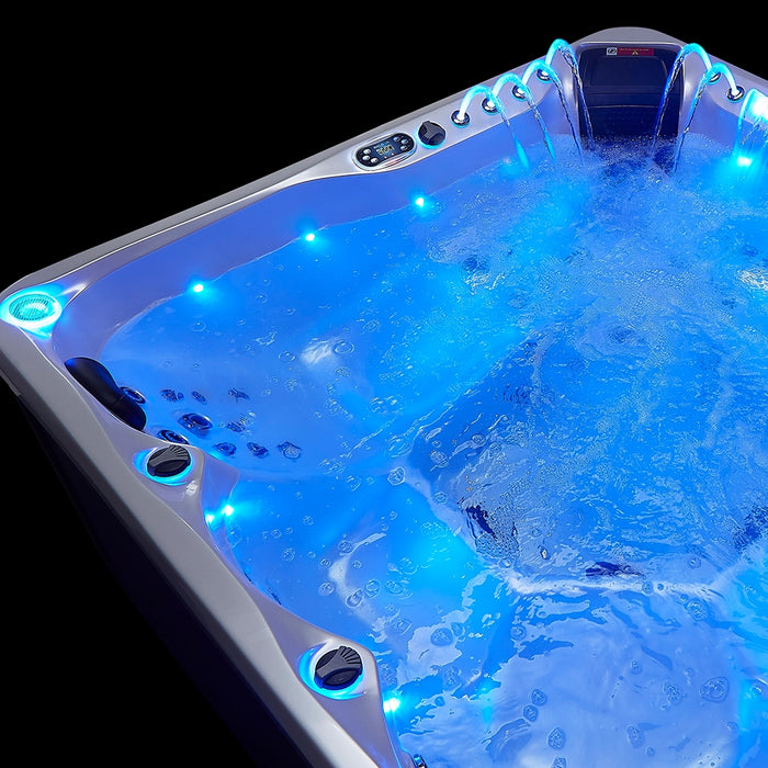 Outdoor 5-Seater Hot Tub – White Pearlescent, 62 Jets, 3 kW Heater, Full-Foam Insulation & LEDs