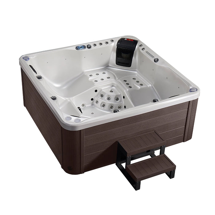 Outdoor 5-Seater Hot Tub – White Pearlescent, 62 Jets, 3 kW Heater, Full-Foam Insulation & LEDs