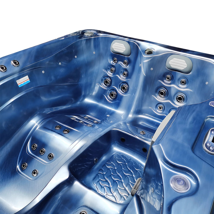 Outdoor 3–4-Seater Small Hot Tub – Ocean Wave Finish, 44 Jets, 3 kW Heater & LEDs