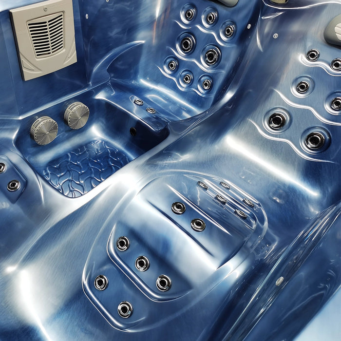 Outdoor 3–4-Seater Small Hot Tub – Ocean Wave Finish, 44 Jets, 3 kW Heater & LEDs