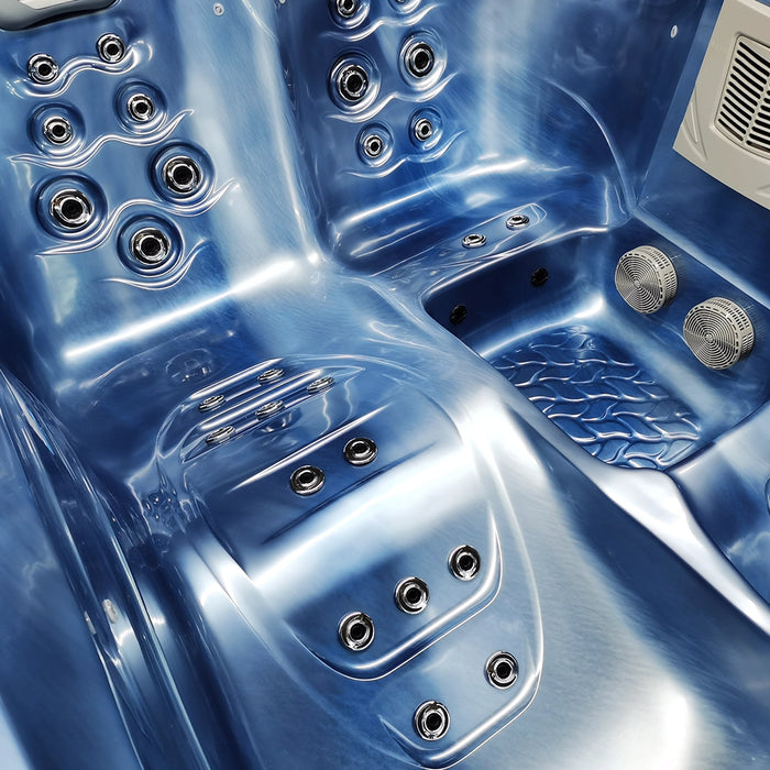 Outdoor 3–4-Seater Small Hot Tub – Ocean Wave Finish, 44 Jets, 3 kW Heater & LEDs