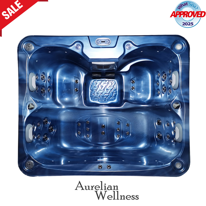 Outdoor 3–4-Seater Small Hot Tub – Ocean Wave Finish, 44 Jets, 3 kW Heater & LEDs