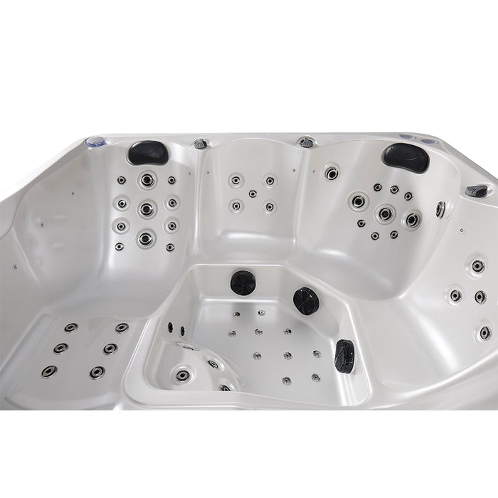 Outdoor 5-Seater Hot Tub – White Pearlescent, 62 Jets, 3 kW Heater, Full-Foam Insulation & LEDs