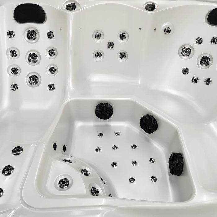 Outdoor 5-Seater Hot Tub – White Pearlescent, 62 Jets, 3 kW Heater, Full-Foam Insulation & LEDs