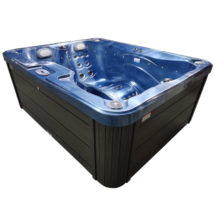 Outdoor 3–4-Seater Small Hot Tub – Ocean Wave Finish, 44 Jets, 3 kW Heater & LEDs