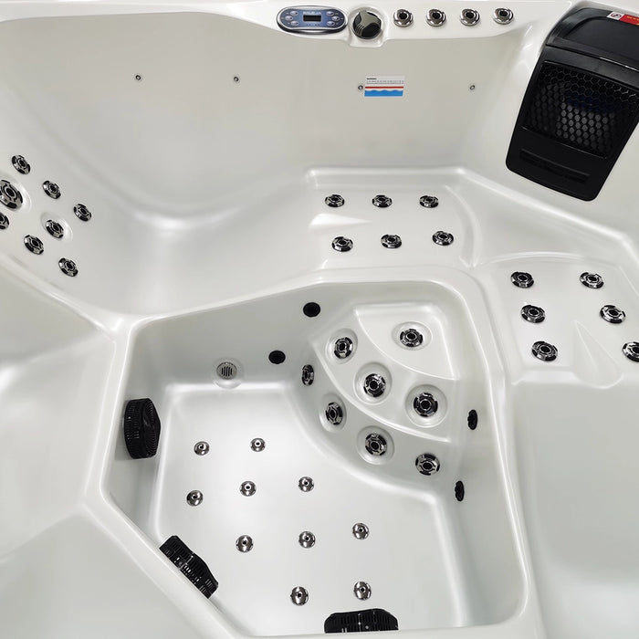 Outdoor 5-Seater Hot Tub – White Pearlescent, 62 Jets, 3 kW Heater, Full-Foam Insulation & LEDs