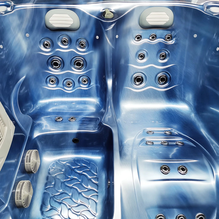 Outdoor 3–4-Seater Small Hot Tub – Ocean Wave Finish, 44 Jets, 3 kW Heater & LEDs