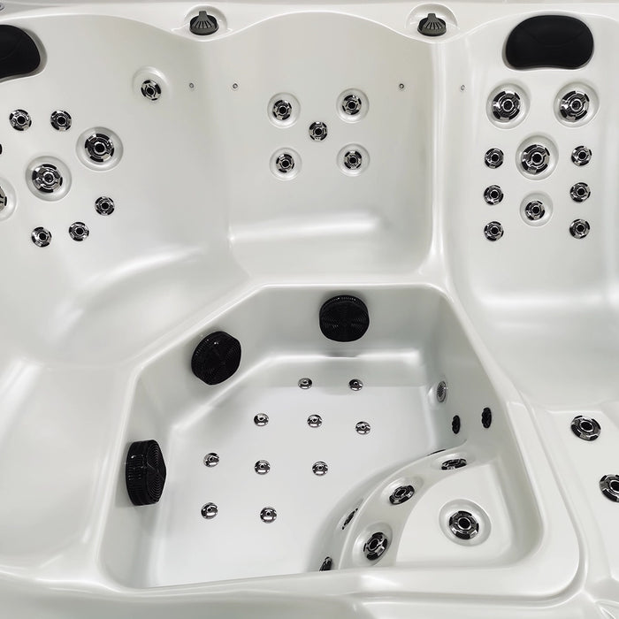 Outdoor 5-Seater Hot Tub – White Pearlescent, 62 Jets, 3 kW Heater, Full-Foam Insulation & LEDs