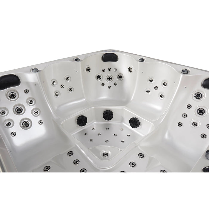 Outdoor 5-Seater Hot Tub – White Pearlescent, 62 Jets, 3 kW Heater, Full-Foam Insulation & LEDs