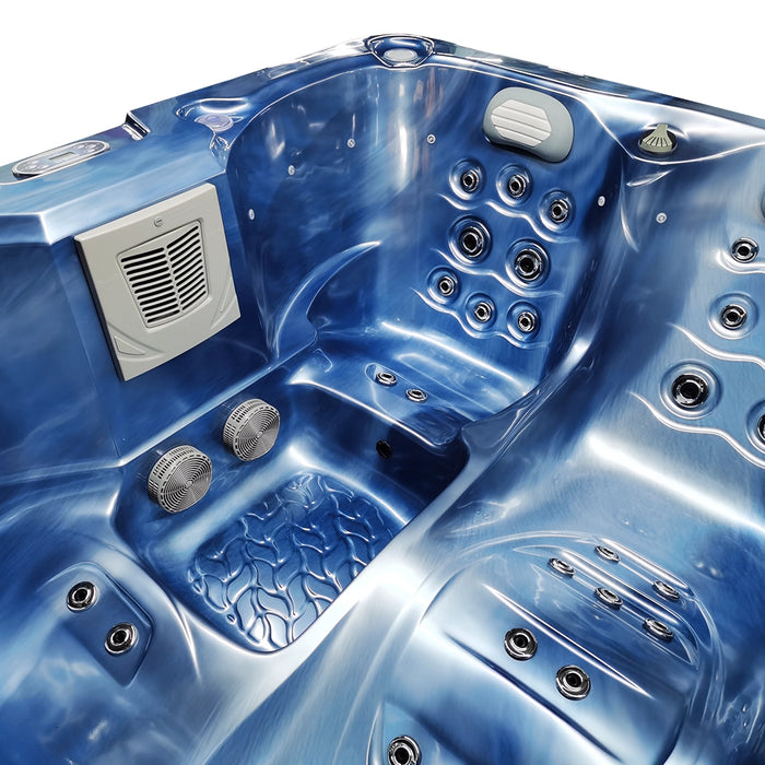 Outdoor 3–4-Seater Small Hot Tub – Ocean Wave Finish, 44 Jets, 3 kW Heater & LEDs