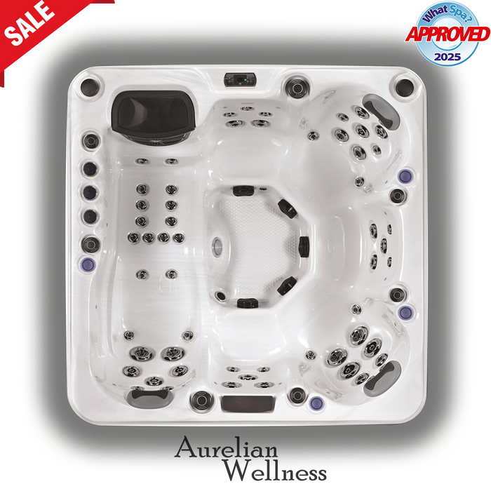 Outdoor 6-Seater Hot Tub – 59 Jets, Dual 2 HP Pumps, 3 kW Heater, Wrap-Around Insulation & LEDs