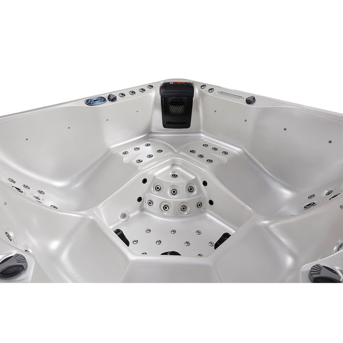 Outdoor 5-Seater Hot Tub – White Pearlescent, 62 Jets, 3 kW Heater, Full-Foam Insulation & LEDs