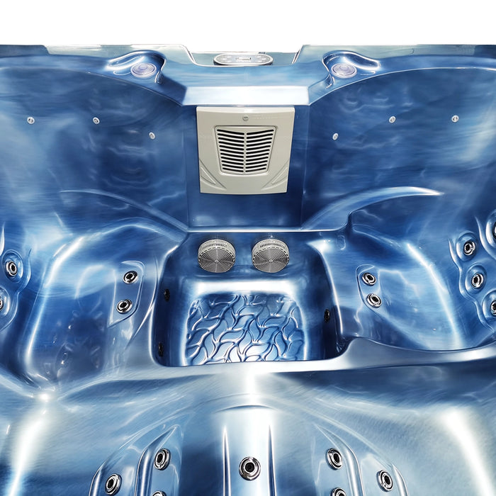 Outdoor 3–4-Seater Small Hot Tub – Ocean Wave Finish, 44 Jets, 3 kW Heater & LEDs