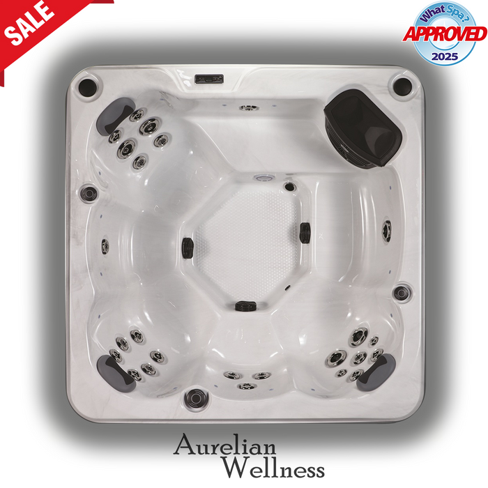 Outdoor 7-Seater Plug & Play Hot Tub – 13A Connection, 25 Jets, Ozone, LED Lighting & Bluetooth
