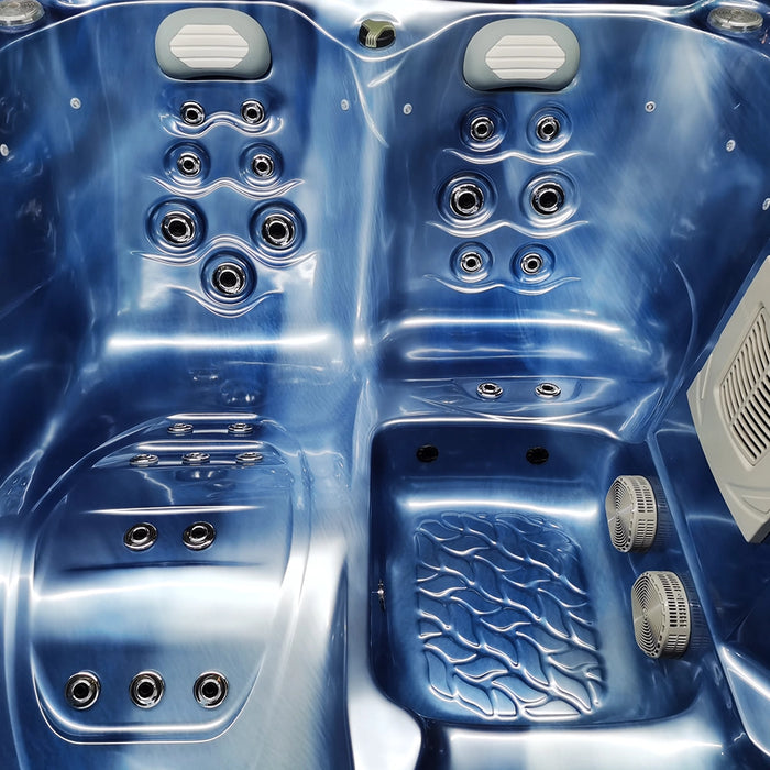 Outdoor 3–4-Seater Small Hot Tub – Ocean Wave Finish, 44 Jets, 3 kW Heater & LEDs