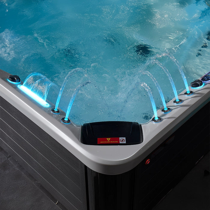 Outdoor 5-Seater Hot Tub – White Pearlescent, 62 Jets, 3 kW Heater, Full-Foam Insulation & LEDs