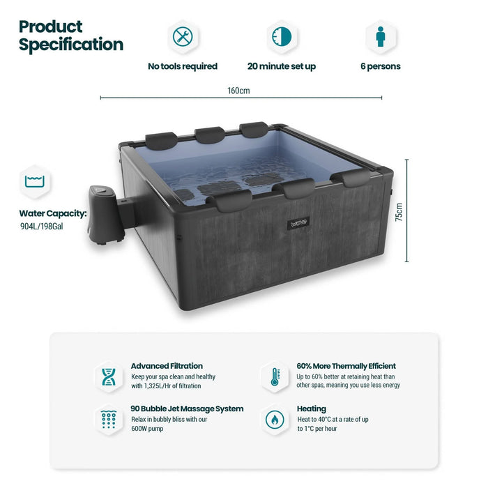 Wave Adriatic | 6 Person Square Frame Hot Tub |
