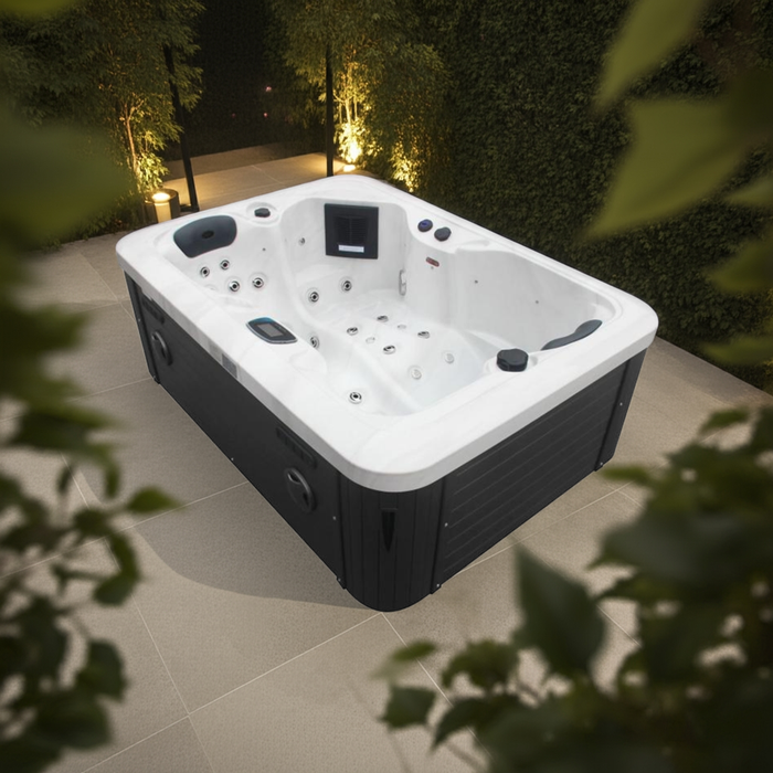 Outdoor 2-Seater Outdoor Hot Tub – 49 Jets, 3 kW Heater, Chromotherapy LEDs, Ozone & Bluetooth