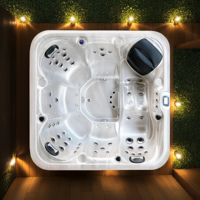 Outdoor 6-Seater Hot Tub – 64 Jets, Dual 3 HP Pumps, 3 kW Heater, LED Lighting, Ozone & Bluetooth