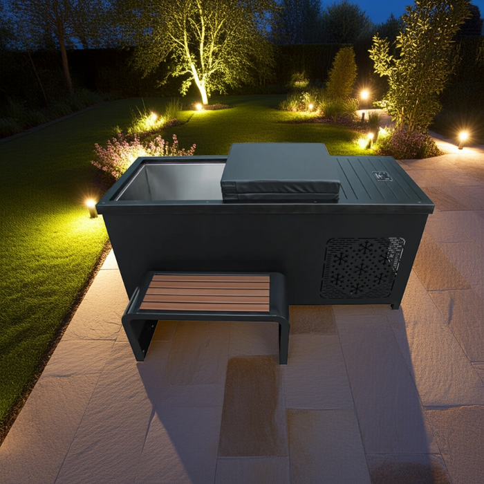 Outdoor Hot and Cold Plunge Tub Combo | Built-in-Chiller  – Black