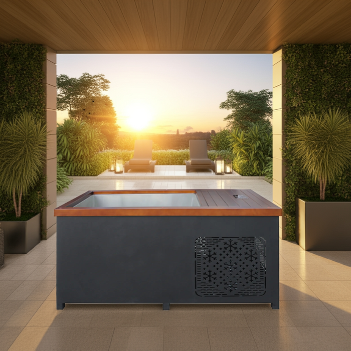 Outdoor Hot and Cold Plunge Tub Combo | Built-in-Chiller   – Brown