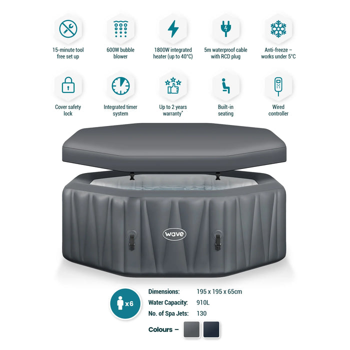Wave Aegean | 6-Person Octagonal Inflatable Hot Tub