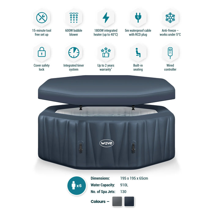 Wave Aegean | 6-Person Octagonal Inflatable Hot Tub